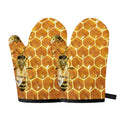 Bees And Honeycomb Print Oven Mitts