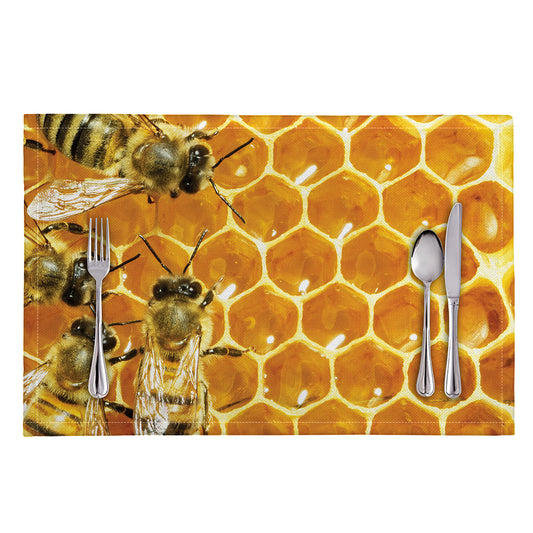 Bees And Honeycomb Print Placemat