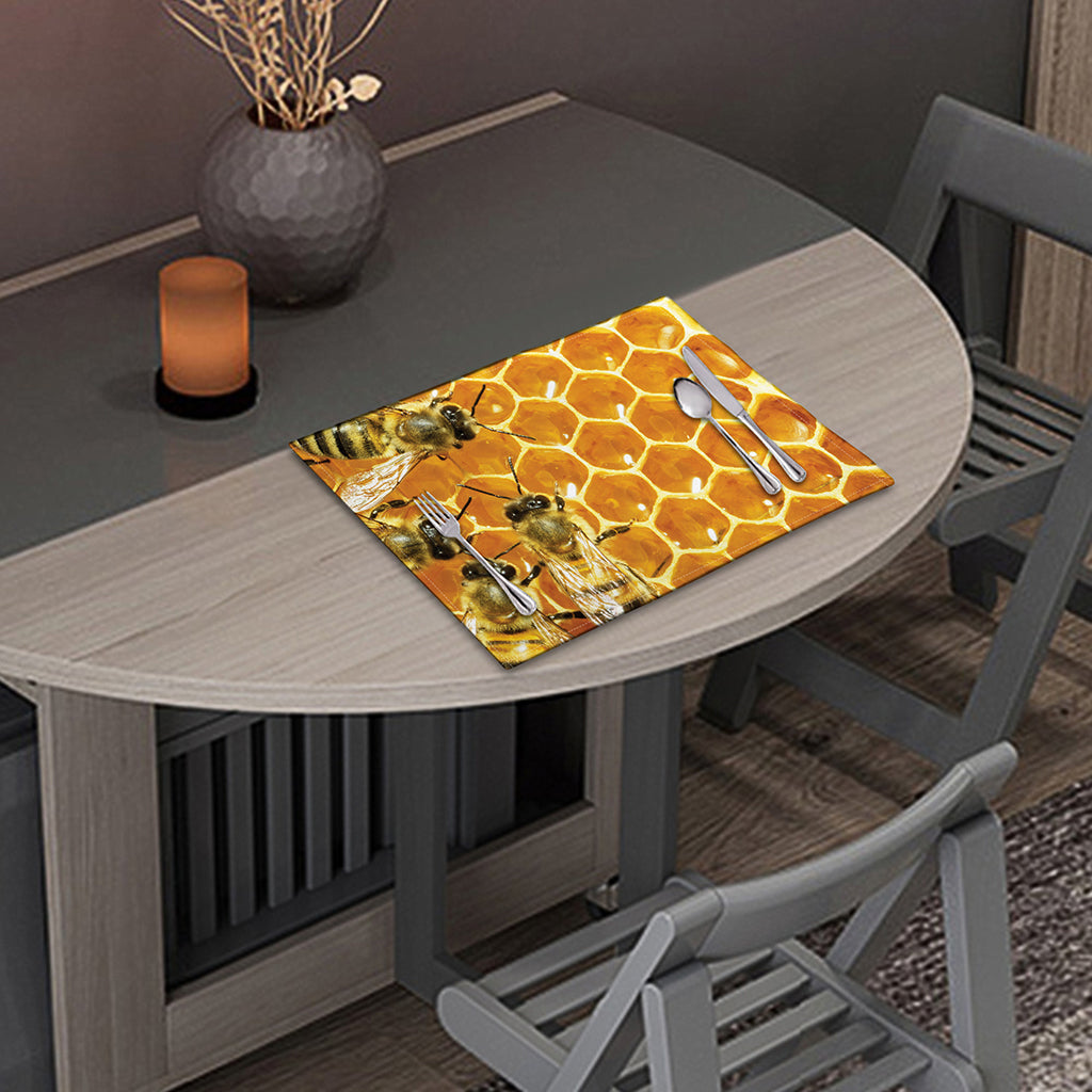 Bees And Honeycomb Print Placemat