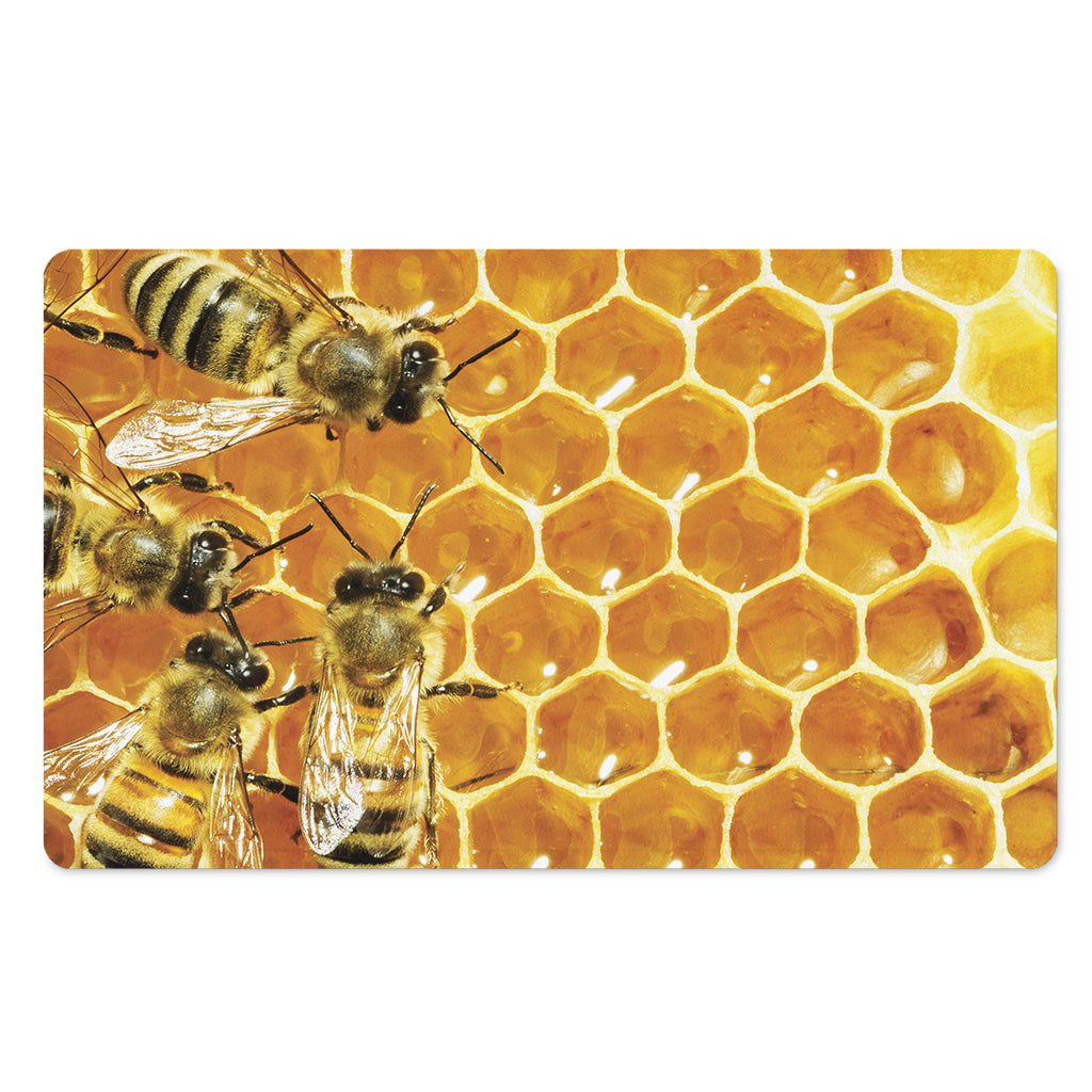 Bees And Honeycomb Print Polyester Doormat