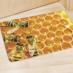 Bees And Honeycomb Print Polyester Doormat