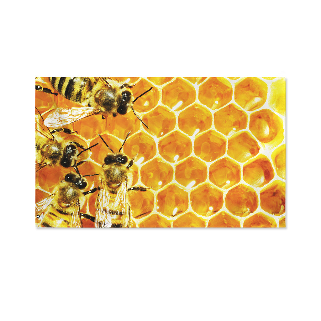 Bees And Honeycomb Print Polyester Flag