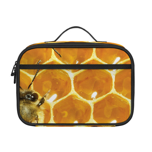 Bees And Honeycomb Print Portable Lunch Bag