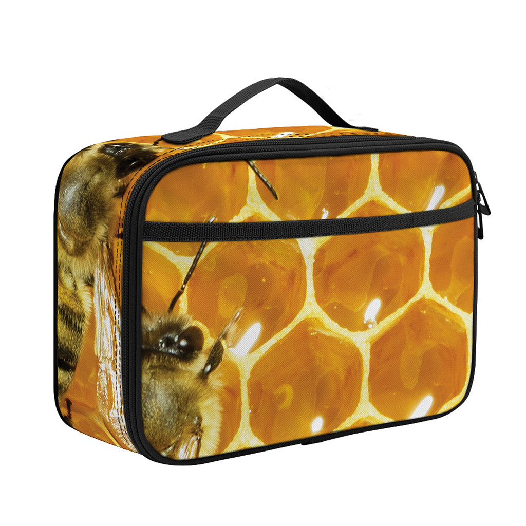 Bees And Honeycomb Print Portable Lunch Bag
