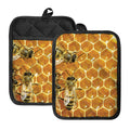 Bees And Honeycomb Print Pot Holders With Pocket