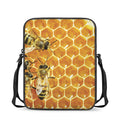 Bees And Honeycomb Print Rectangular Crossbody Bag