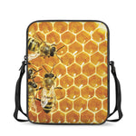 Bees And Honeycomb Print Rectangular Crossbody Bag