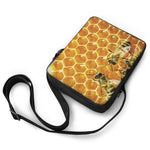 Bees And Honeycomb Print Rectangular Crossbody Bag