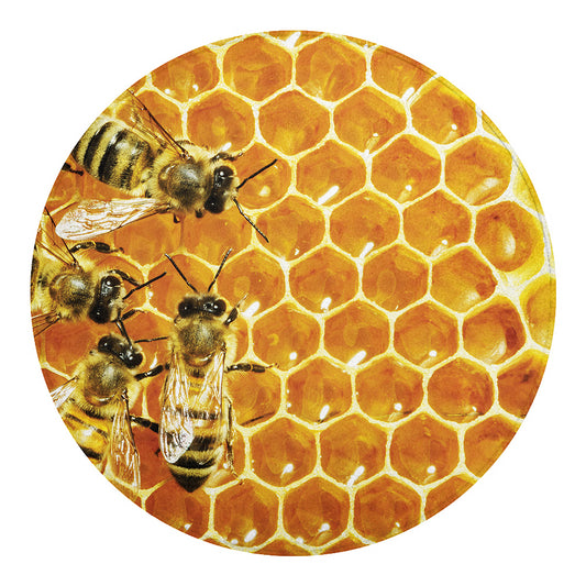 Bees And Honeycomb Print Round Blanket