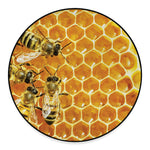 Bees And Honeycomb Print Round Floor Mat