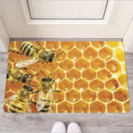Bees And Honeycomb Print Rubber Doormat