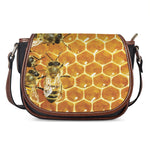 Bees And Honeycomb Print Saddle Bag