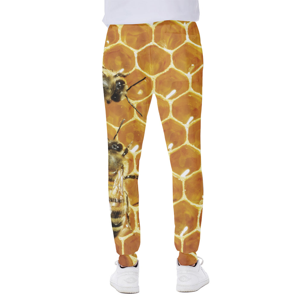 Bees And Honeycomb Print Scuba Joggers