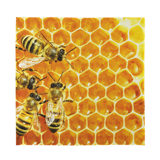 Bees And Honeycomb Print Silk Bandana