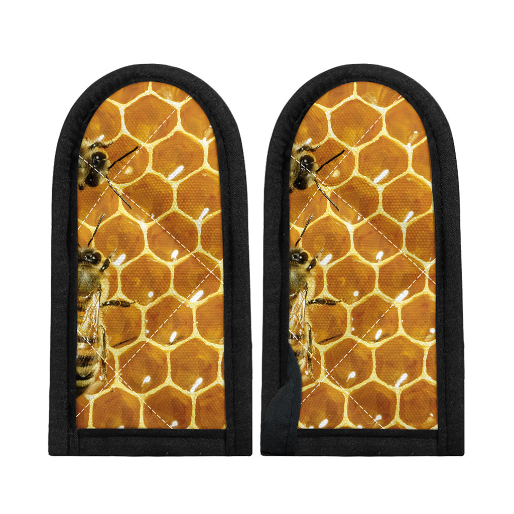 Bees And Honeycomb Print Skillet Handle Cover