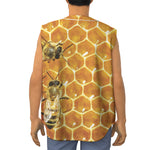 Bees And Honeycomb Print Sleeveless Baseball Jersey