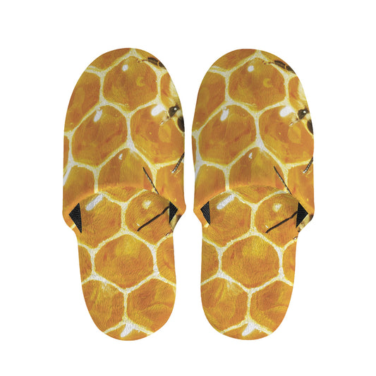 Bees And Honeycomb Print Slippers