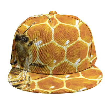 Bees And Honeycomb Print Snapback Cap