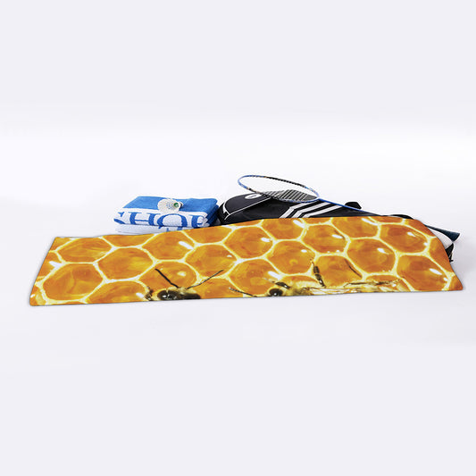 Bees And Honeycomb Print Sports Towel