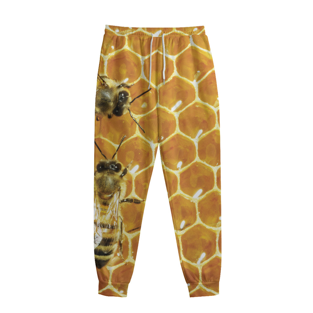 Bees And Honeycomb Print Sweatpants