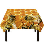 Bees And Honeycomb Print Tablecloth