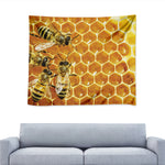Bees And Honeycomb Print Tapestry