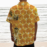Bees And Honeycomb Print Textured Short Sleeve Shirt