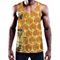 Bees And Honeycomb Print Men's Workout Tank Top