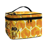 Bees And Honeycomb Print Travel Makeup Bag