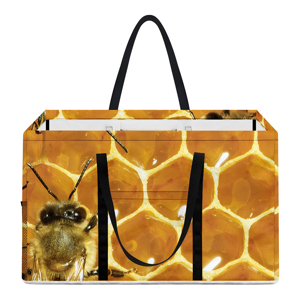 Bees And Honeycomb Print Utility Tote Bag