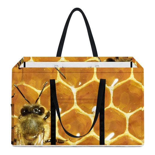 Bees And Honeycomb Print Utility Tote Bag