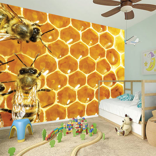 Bees And Honeycomb Print Wall Sticker