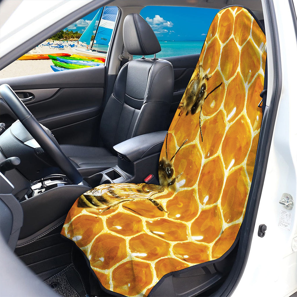 Bees And Honeycomb Print Waterproof Car Seat Cover