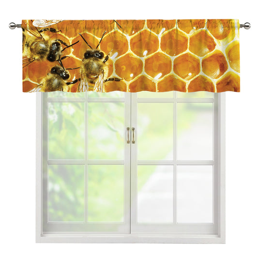 Bees And Honeycomb Print Window Valance