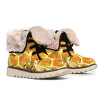 Bees And Honeycomb Print Winter Boots