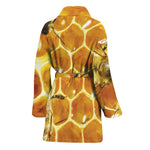 Bees And Honeycomb Print Women's Bathrobe