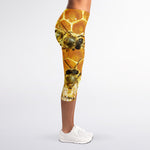 Bees And Honeycomb Print Women's Capri Leggings