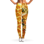 Bees And Honeycomb Print Women's Leggings