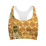 Bees And Honeycomb Print Women's Sports Bra