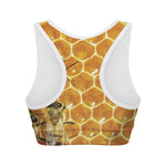 Bees And Honeycomb Print Women's Sports Bra