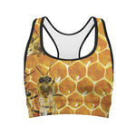 Bees And Honeycomb Print Women's Sports Bra