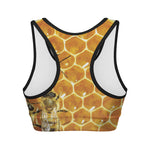 Bees And Honeycomb Print Women's Sports Bra
