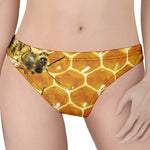 Bees And Honeycomb Print Women's Thong