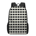 Beige And Black Buffalo Check Print 17 Inch Backpack