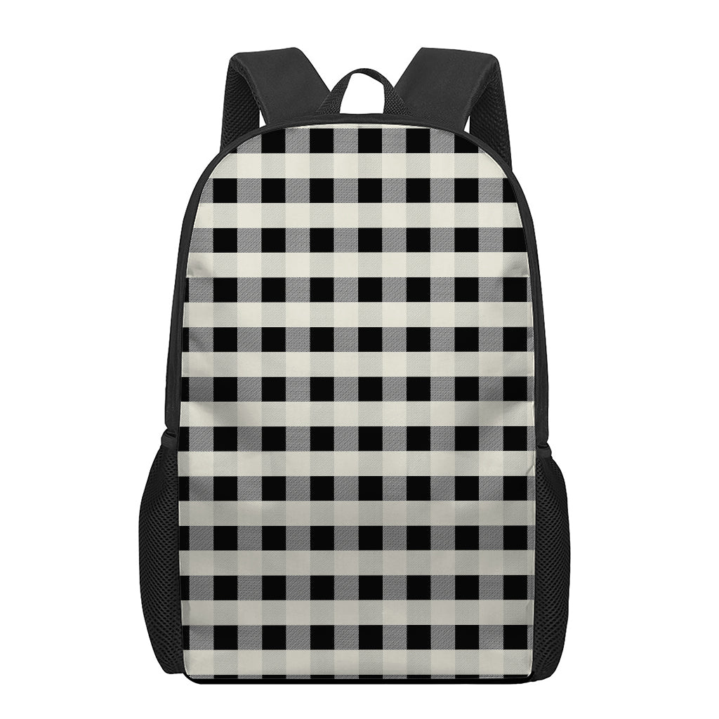 Beige And Black Buffalo Check Print 17 Inch Backpack