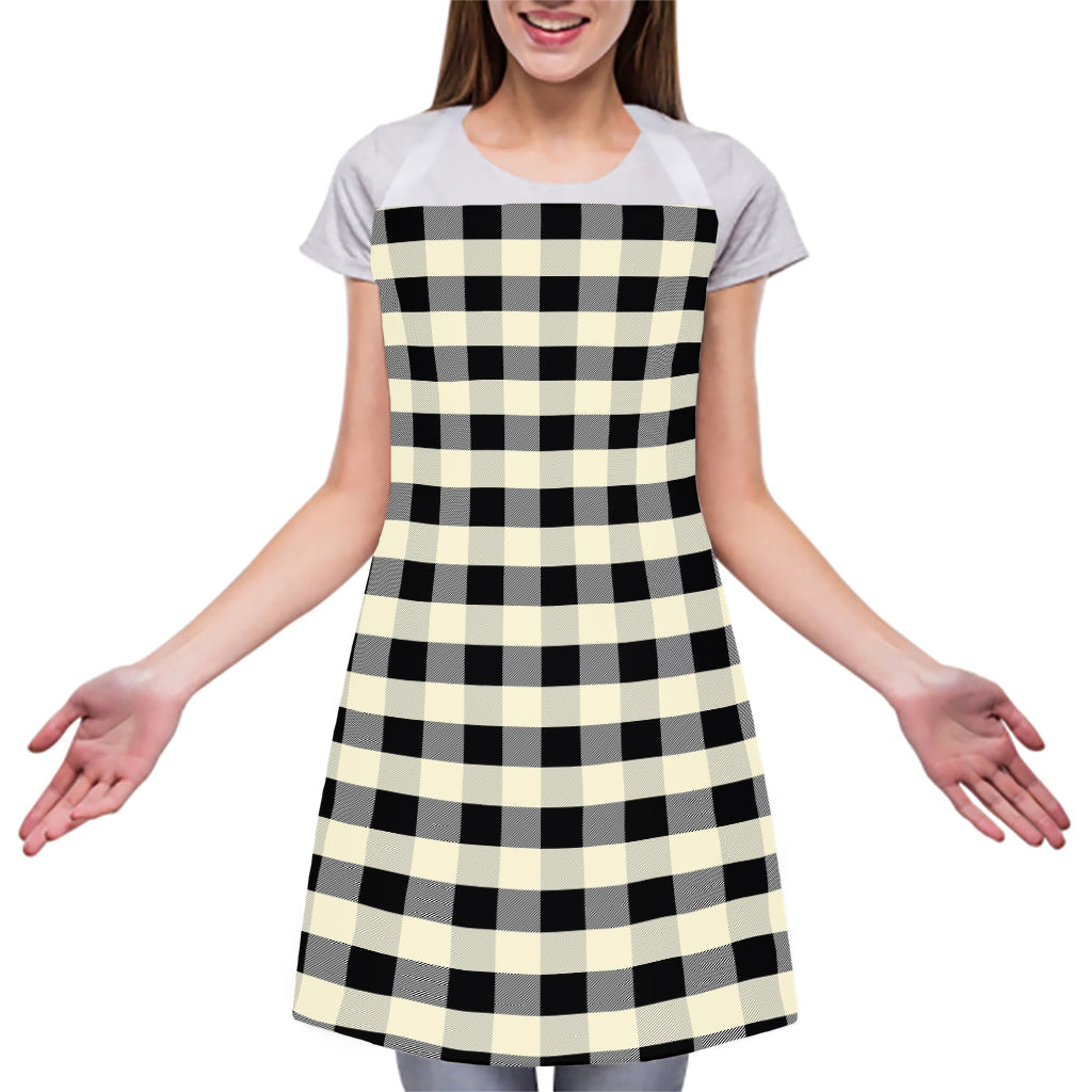Beige And Black Buffalo Check Print Adjustable Apron