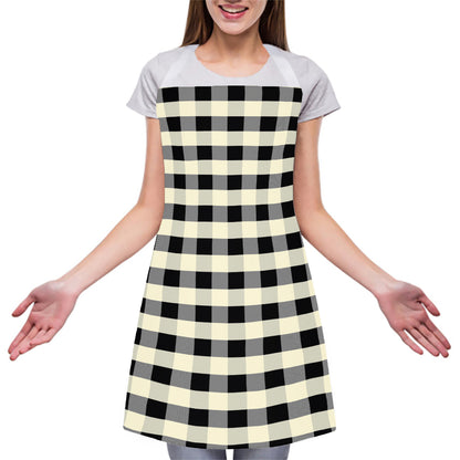 Beige And Black Buffalo Check Print Adjustable Apron