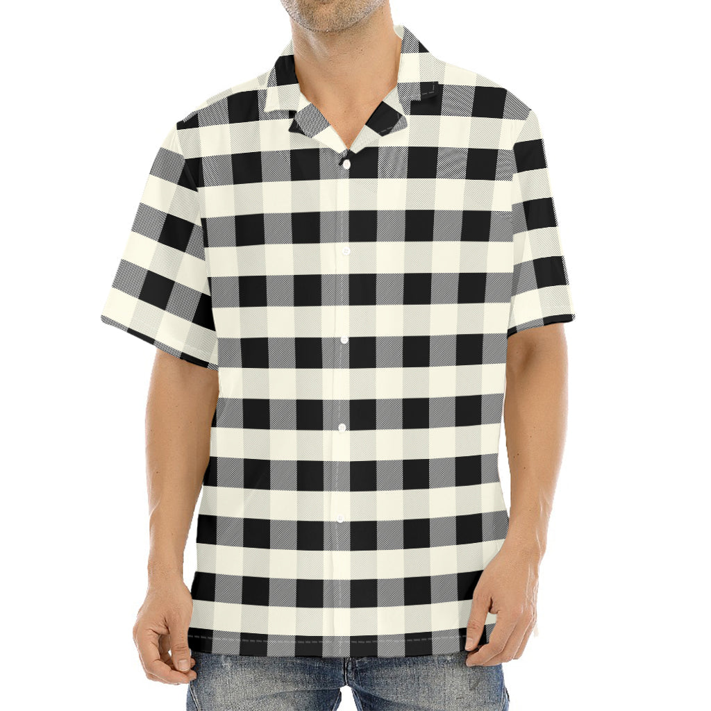 Beige And Black Buffalo Check Print Aloha Shirt