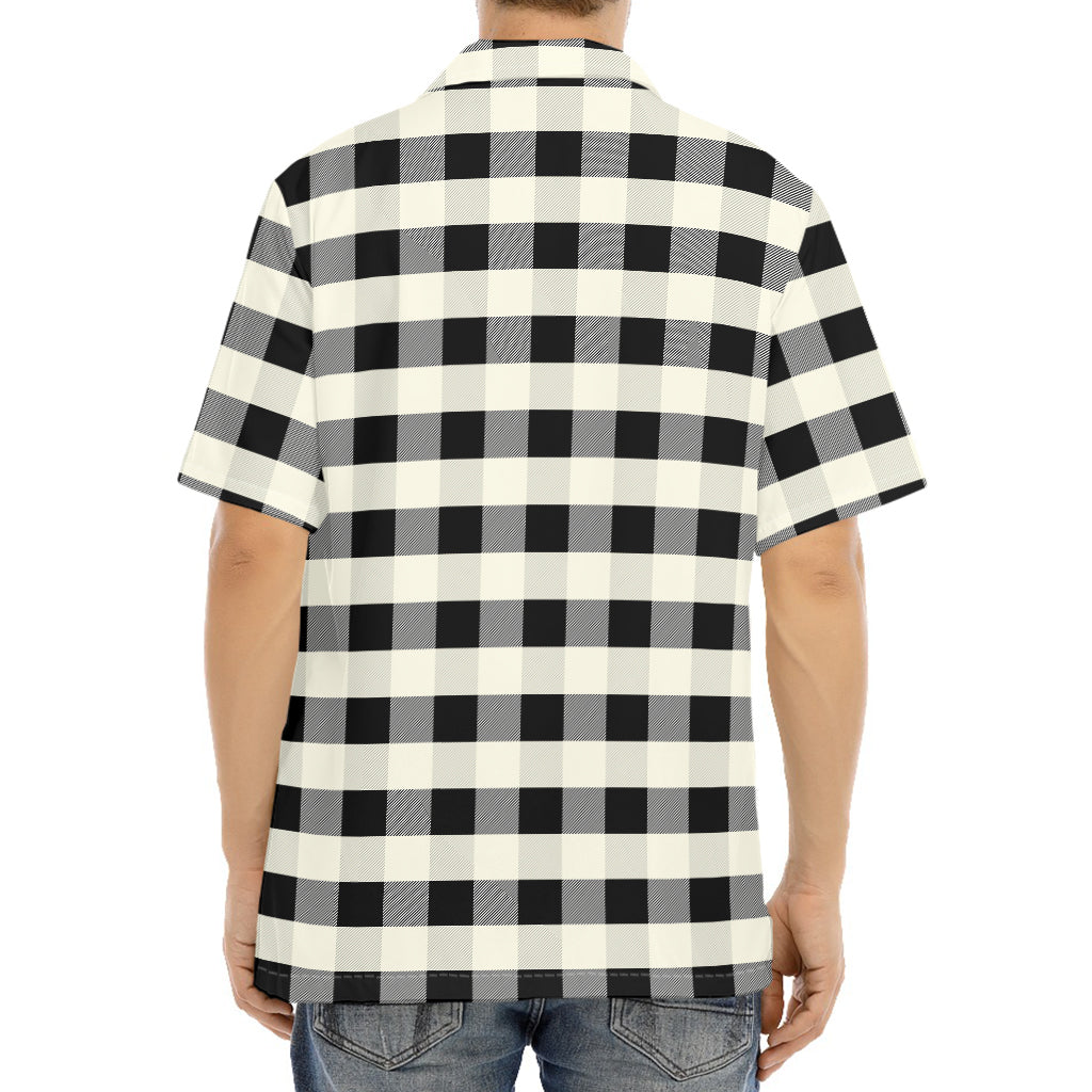 Beige And Black Buffalo Check Print Aloha Shirt