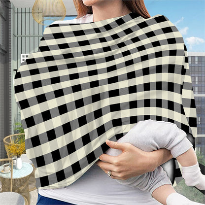 Beige And Black Buffalo Check Print Baby Seat Cover